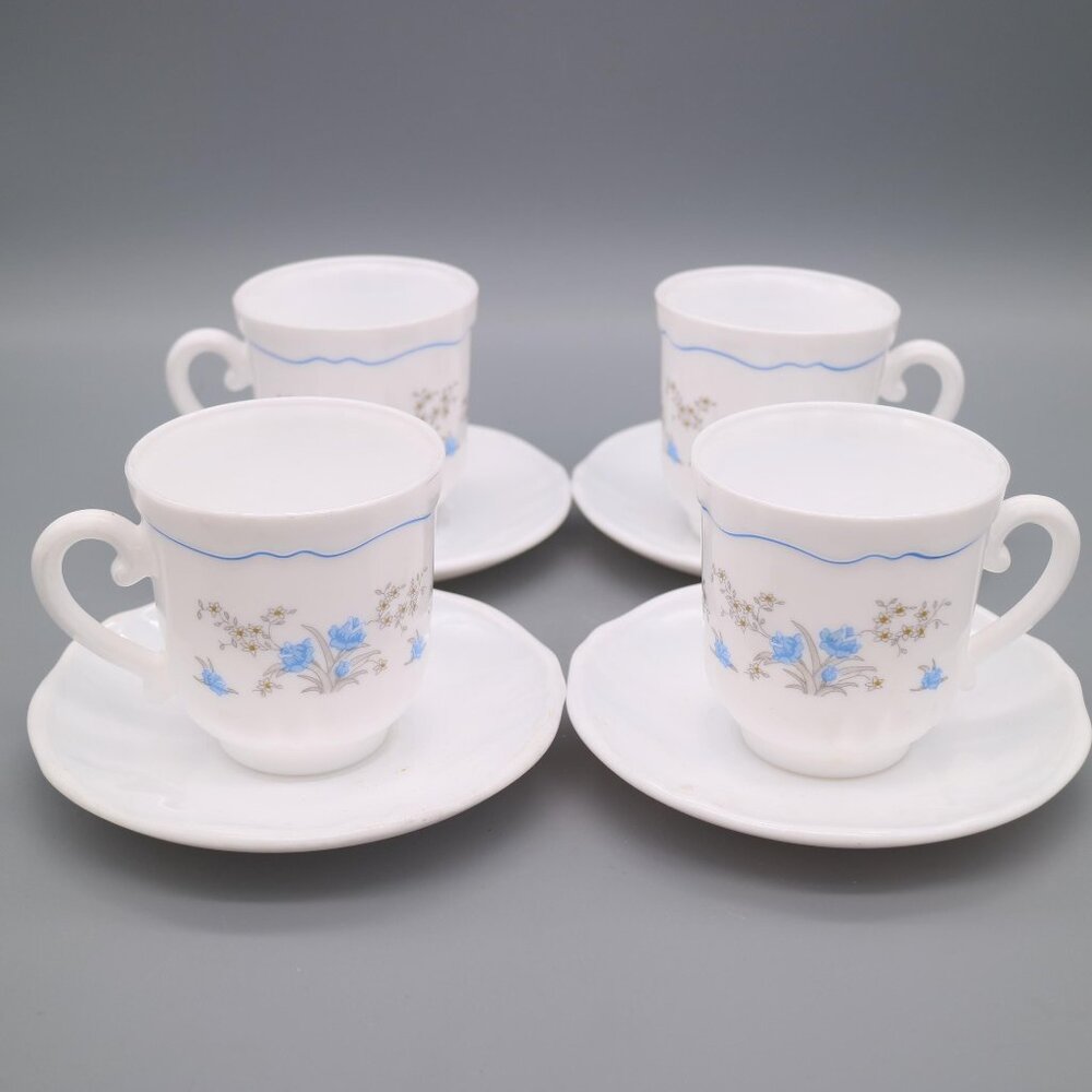 Vintage Arcopal France Romantique Tea Cup and Saucer Sets